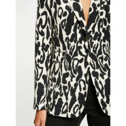 Blazer Imprimé Noir Crème Femme - Morgan -Le Dressing Parfait blazer imprime noir creme femme morgan 3
