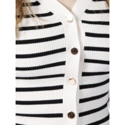 Gilet Cardigan Marinière Milia Blanc Noir Femme - Morgan -Le Dressing Parfait gilet cardigan mariniere milia blanc noir femme morgan 3