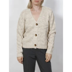 Gilet Cardigan Vichy Beige Femme - Vero Moda