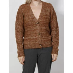 Vero Moda Gilet Cardigan Vichy Marron Femme - Véro Moda