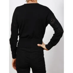 Gilet Maille Fine Ajourée Music Noir Femme - Morgan 8 Gilet Maille Fine Ajourée Music Noir Femme - Morgan -Le Dressing Parfait gilet maille fine ajouree music noir femme morgan 2