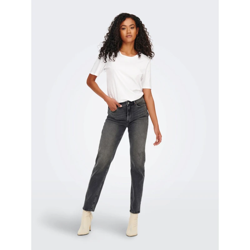 Jean Droit Taille Haute Emily Gris Femme - Only 5 Jean Droit Taille Haute Emily Gris Femme - Only – Image 3