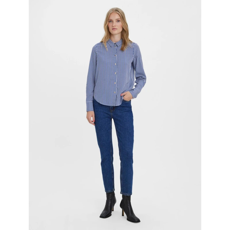Jean Mom Taille Haute Brenda Bleu Femme - Vero Moda 5 Jean Mom Taille Haute Brenda Bleu Femme - Vero Moda – Image 3