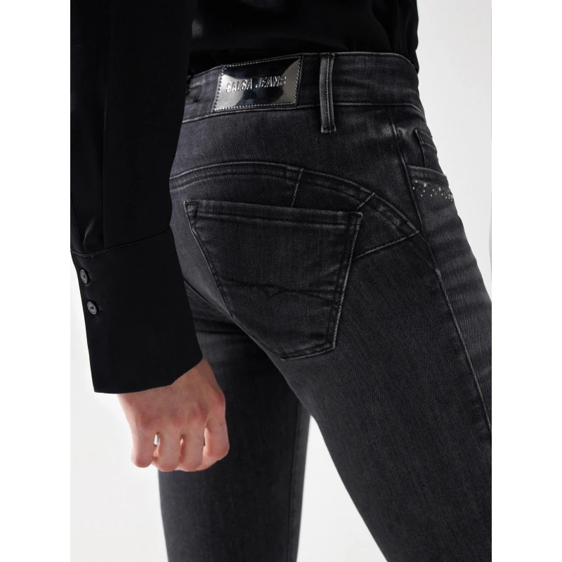 Jean Skinny Wonder Gris Foncé Femme - Salsa Jeans 5 Jean Skinny Wonder Gris Foncé Femme - Salsa Jeans – Image 3