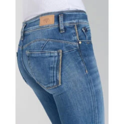 Jean Taille Mi-haute Slim Bleu Femme - Le Temps Des Cerises -Le Dressing Parfait jean taille mi haute slim bleu femme le temps des cerises 3