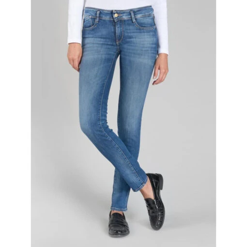 Jean Taille Mi-haute Slim Bleu Femme - Le Temps Des Cerises -Le Dressing Parfait jean taille mi haute slim bleu femme le temps des cerises