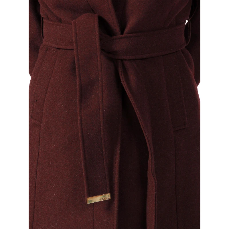 Manteau En Laine à Ceinture Bordeaux Femme - Salsa 6 Manteau En Laine à Ceinture Bordeaux Femme - Salsa – Image 4
