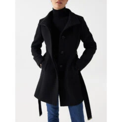 Manteau En Laine Basic Noir Femme - Salsa Jean