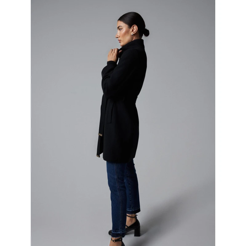 Manteau En Laine Basic Noir Femme - Salsa Jean 4 Manteau En Laine Basic Noir Femme - Salsa Jean – Image 2