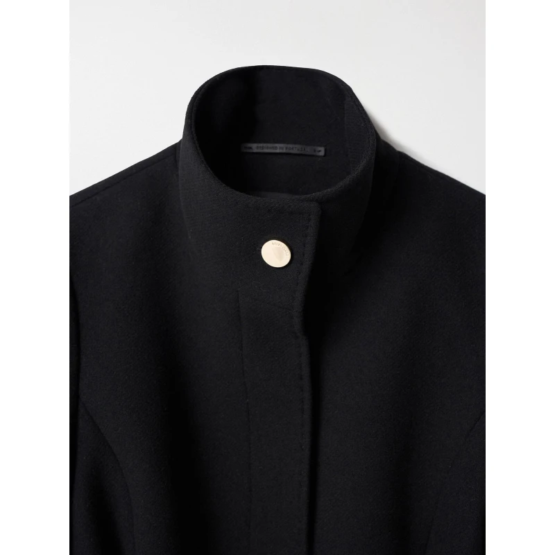 Manteau En Laine Basic Noir Femme - Salsa Jean 6 Manteau En Laine Basic Noir Femme - Salsa Jean – Image 4