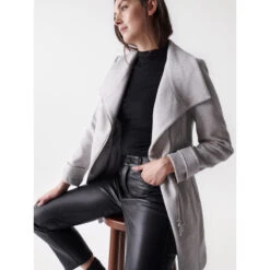 Manteau En Laine Col Fourrure Gris Femme - Salsa 8 Manteau En Laine Col Fourrure Gris Femme - Salsa -Le Dressing Parfait manteau en laine col fourrure gris femme salsa 2