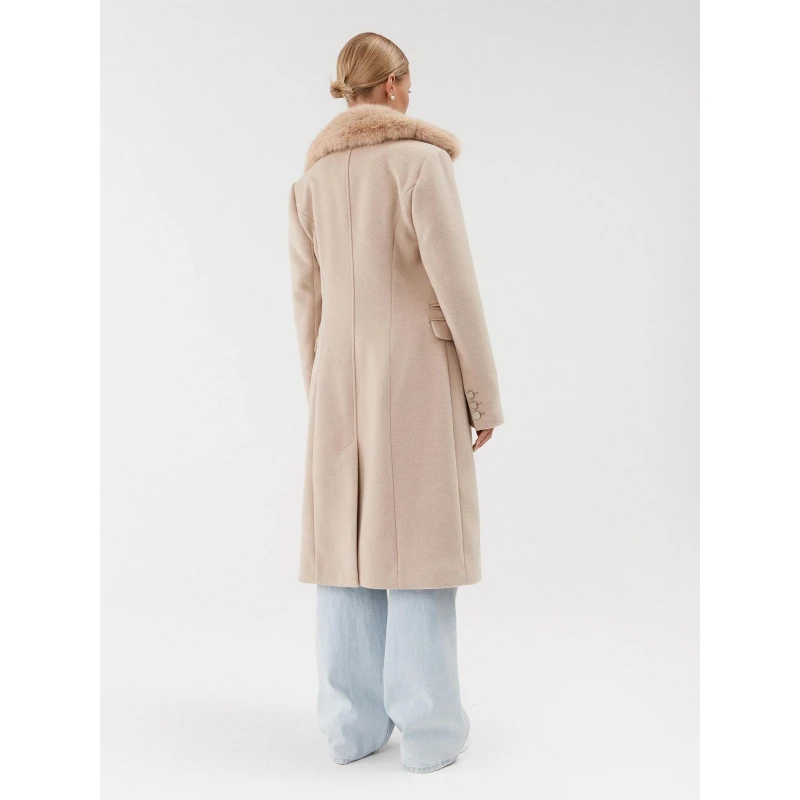 Manteau En Laine Melangée Laurence Beige Femme - Guess 5 Manteau En Laine Melangée Laurence Beige Femme - Guess – Image 3