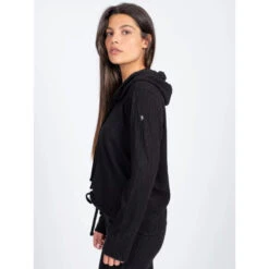 Pull à Capuche Maille Jacquard Dinhar Noir Femme - Sun Valley -Le Dressing Parfait pull a capuche maille jacquard dinhar noir femme sun valley 2