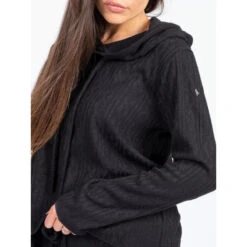 Pull à Capuche Maille Jacquard Dinhar Noir Femme - Sun Valley -Le Dressing Parfait pull a capuche maille jacquard dinhar noir femme sun valley 3