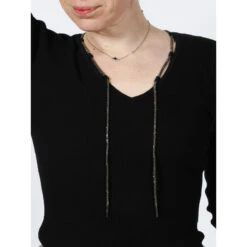 Pull Col Bijou Noir Femme - Morgan -Le Dressing Parfait pull col bijou noir femme morgan 3