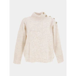Pull Col Montant Franka Beige Femme - Deeluxe