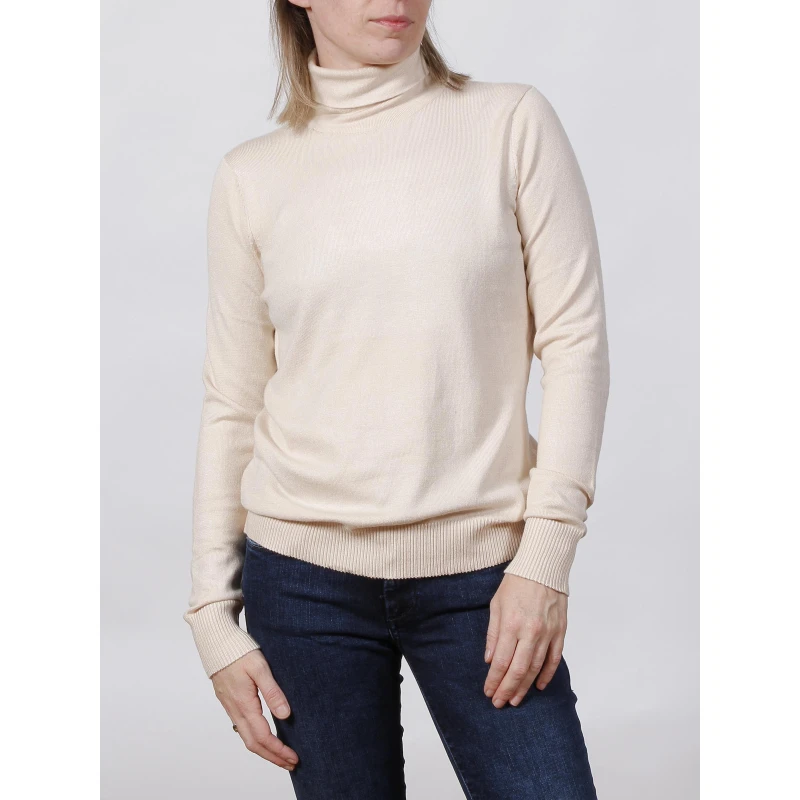 Pull Col Roulé Basic Beige Femme - Deeluxe 3 Pull Col Roulé Basic Beige Femme - Deeluxe