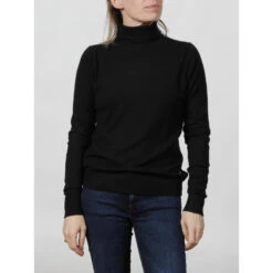 Pull Col Roulé Basic Noir Femme - Deeluxe