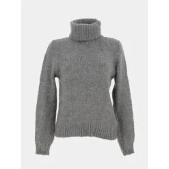 Pull Col Roulé Dinea Smoked Gris Femme - Jacqueline De Yong