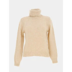 Pull Col Roulé Dinea Tapioca Beige Femme - Jacqueline De Yong