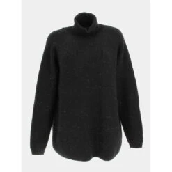 Pull Col Roulé Pastel Noir Femme - Tiffosi