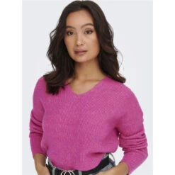 Pull Col V Côtelé Camilla Rose Femme - Only -Le Dressing Parfait pull col v cotele camilla rose femme only 3