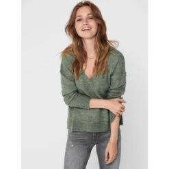 Pull Col V Elanora Kaki Femme - Jacqueline De Yong -Le Dressing Parfait pull col v elanora kaki femme jacqueline de yong 3