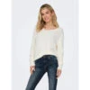 Pull Col V Ella Piumo Blanc Femme - Only -Le Dressing Parfait pull col v ella piumo blanc femme only