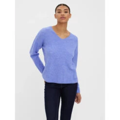Pull Crewlefile Blouse Uni Bleu Femme - Vero Moda