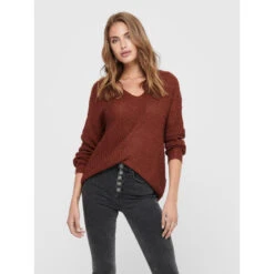 Pull En Maille New Megan Marron Femme - Jacqueline De Yong
