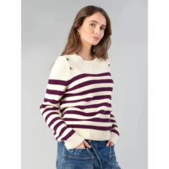 Pull Fania à Rayures Violet Crème Femme - Le Temps Des Cerises 8 Pull Fania à Rayures Violet Crème Femme - Le Temps Des Cerises -Le Dressing Parfait pull fania a rayures violet creme femme le temps des cerises 1 2