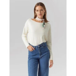 Pull Fin Col Bateau Manches 3/4 Nancy écru Femme - Vero Moda