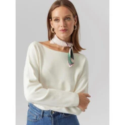 Pull Fin Col Bateau Manches 3/4 Nancy écru Femme - Vero Moda -Le Dressing Parfait pull fin col bateau manches 34 nancy ecru femme vero moda 3