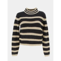 Pull Justy Eva Rayé Noir Femme - Jacqueline De Yong