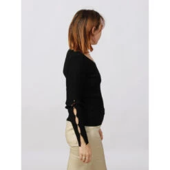 Pull Maya Manches Ajourées Noir Femme - Morgan -Le Dressing Parfait pull maya manches ajourees noir femme morgan 2