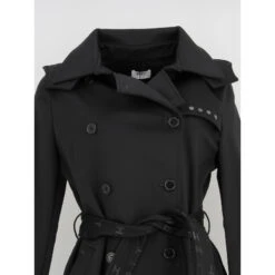 Trench Long Basic Queen Noir Femme - HBT 8 Trench Long Basic Queen Noir Femme - HBT -Le Dressing Parfait trench long basic queen noir femme hbt 2