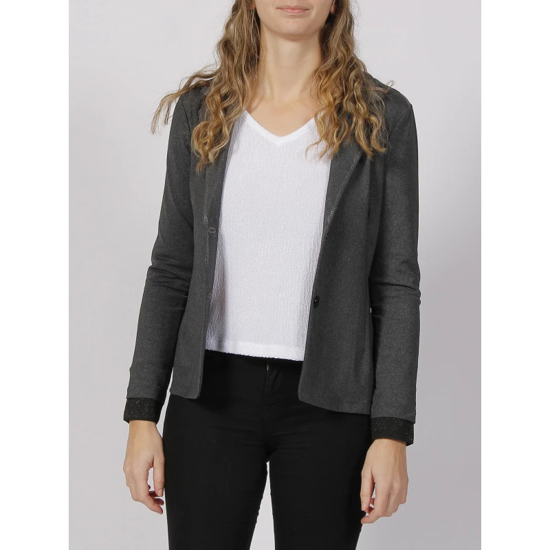 Veste Blazer Basic Shirley Gris Femme - HBT 3 Veste Blazer Basic Shirley Gris Femme - HBT