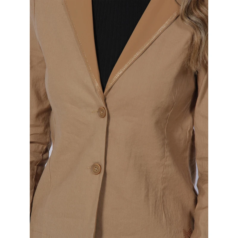Veste Blazer Shirley Lin Marron Femme - Hbt 6 Veste Blazer Shirley Lin Marron Femme - Hbt – Image 4