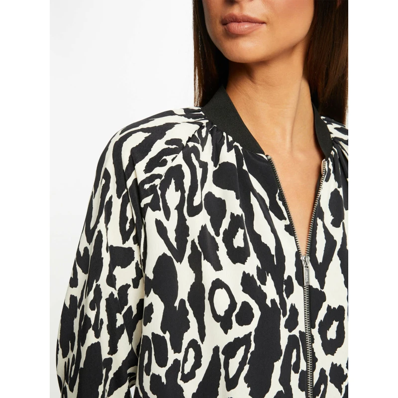 Veste Bomber Imprimé Crème Noir Femme - Morgan 6 Veste Bomber Imprimé Crème Noir Femme - Morgan – Image 4