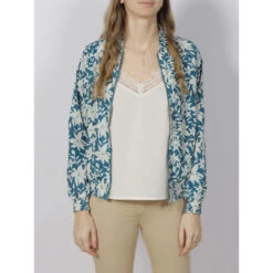 Veste Bomber Légère Leesa Bleu Blanc Femme - Tiffosi
