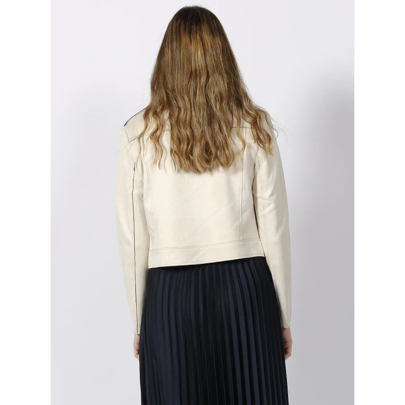Veste Droite Suédine Gommy Blanc Ivoire Femme - Morgan 4 Veste Droite Suédine Gommy Blanc Ivoire Femme - Morgan – Image 2