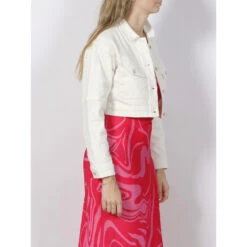 Veste En Jean Crop Veiko Blanc Femme - Morgan -Le Dressing Parfait veste en jean crop veiko blanc femme morgan 2