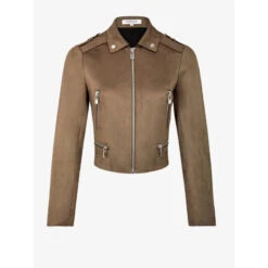 Veste Légère Suédine Crop Laurier Marron Femme - Morgan -Le Dressing Parfait veste legere suedine crop laurier marron femme morgan 2