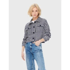 Veste Mi-saison Crop Kimmie Imprimés Blanc Bleu Femme - Only