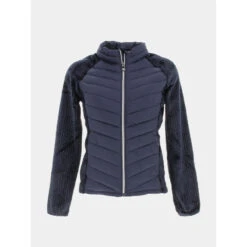 Veste Polaire Bi-matière Nikki Bleu Marine Femme - Angele Sportswear