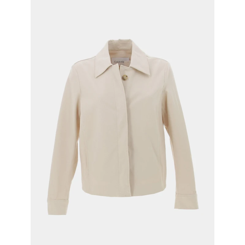 Veste Stretch Gabardine Beige Femme - Calvin Klein 3 Veste Stretch Gabardine Beige Femme - Calvin Klein